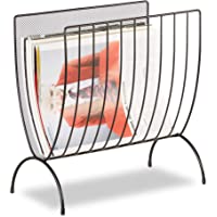 Relaxdays Revistero- Metal- Rejilla y Malla- Negro- 18x34x35 cm